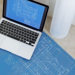 Blueprints on computer screen