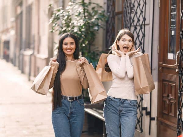 two friends shopping